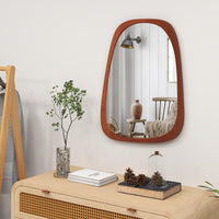Miroir asymétrique abstrait de forme irrégulière Tangkula, miroir mural irrégulier de 67,3 cm x 53,3 cm avec cadre rustique