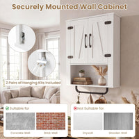 Tangkula Bathroom Wall Cabinet with 2 Barn Doors & Metal Towel Bar