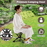 Tangkula 360°Swivel Foldable Camping Stool with Anti-Sink Feet & Carrying Bag