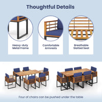 Tangkula 7 Piece Patio Dining Set Acacia Wood Dining Chair & Table Set