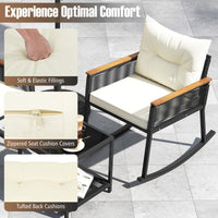 Tangkula 3 Piece Patio Rocking Bistro Set Outside Wicker Rockers