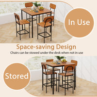 Tangkula Dining Table Set for 4, Vintage Counter-Height Dining Table & 4 Bar Chairs