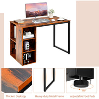Tangkula Computer Desk with Storage Shelves, Home Office Desk with 5 Side Shelves & Metal Frame