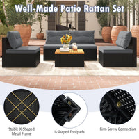 Tangkula 5 Pieces Wicker Patio Furniture Set