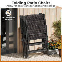 Tangkula Outdoor Folding Chairs Set Patio PE Wicker Dining Chairs