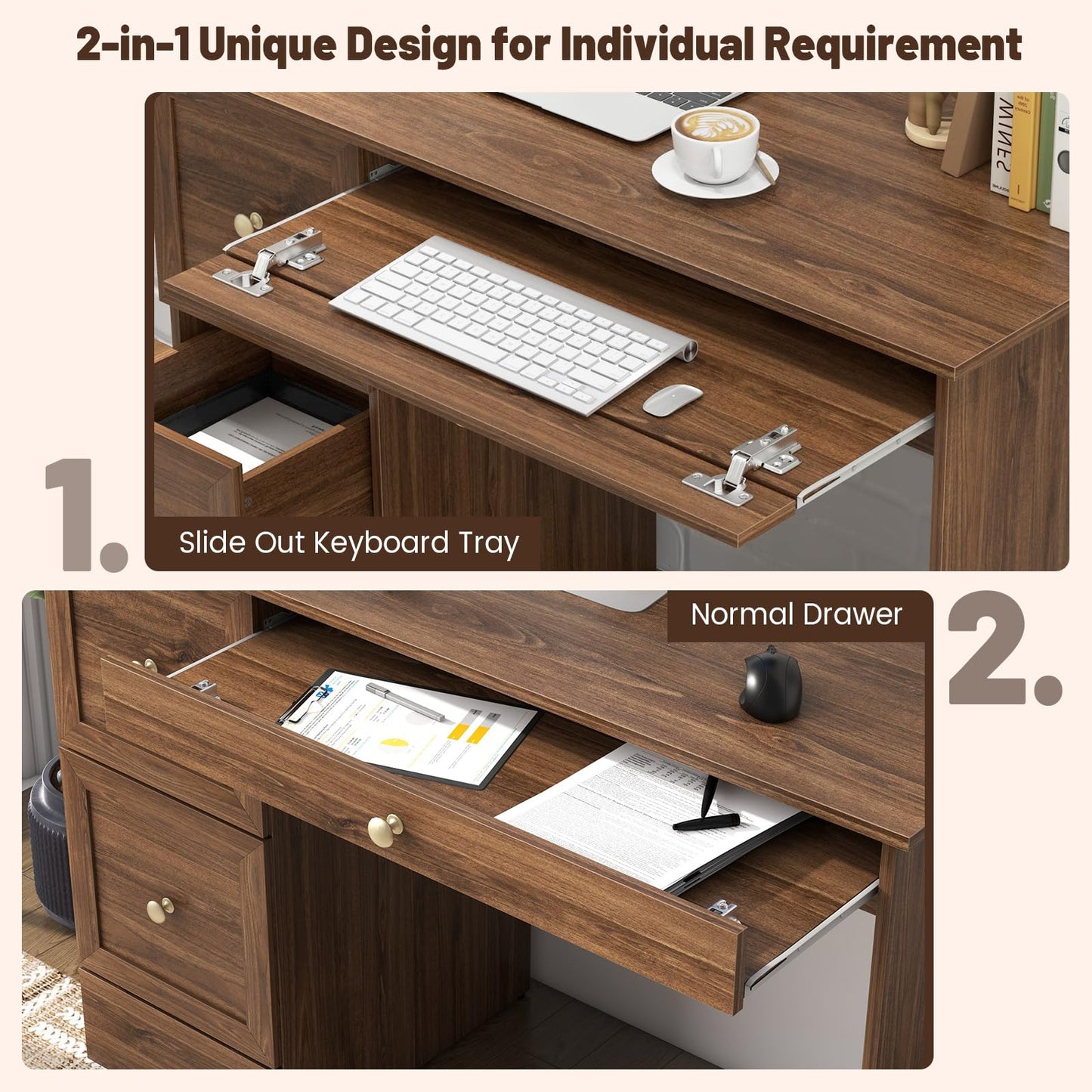 Computer Desk with 3 Drawers - Tangkula