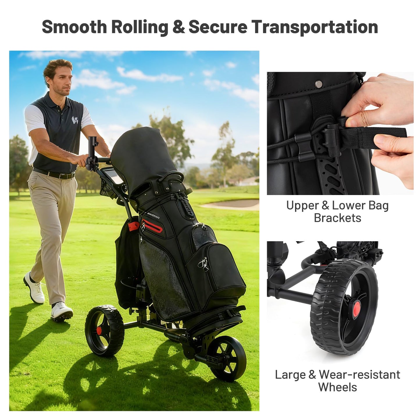 Chariot de golf électrique Tangkula avec poignée réglable et 9 réglages de vitesse