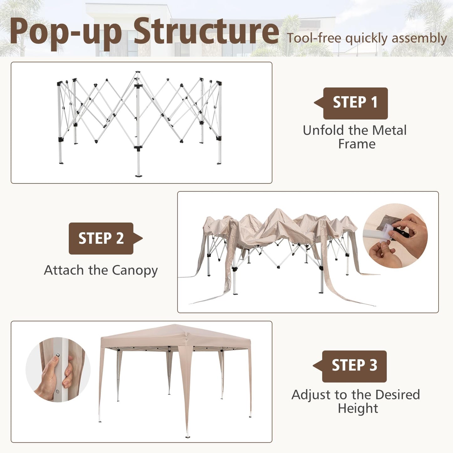 Tangkula 13x11.5 FT Hexagonal Pop Up Canopy