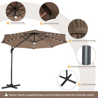 Tangkula 10FT Patio Cantilever Umbrella With 28 LED Lights