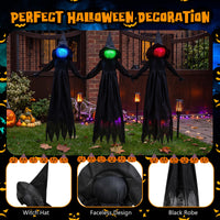 Tangkula 9.3 FT Outdoor Halloween Decoration Light Up Witch Stakes Set of 3