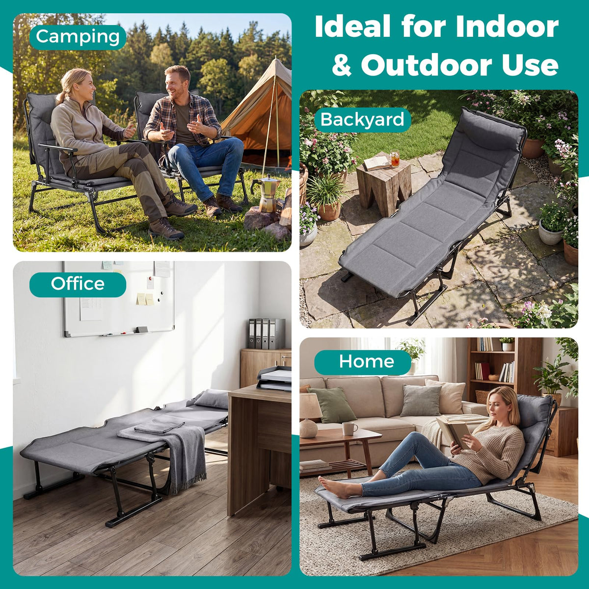 Tangkula 3 in 1 Lounge Chair Outdoor with Cushion