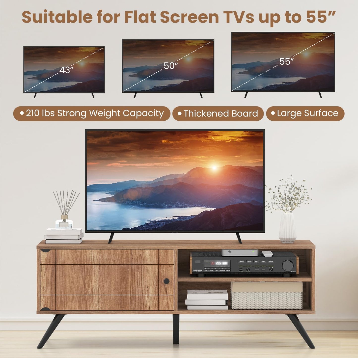 Tangkula Mid Century Modern Entertainment Center TV Stand