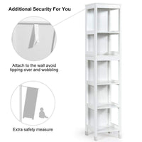 Tangkula Tall Bathroom Storage Cabinet, Multifunctional Bathroom Floor Cabinet with 3 Tier Shelves and 2 Drawers