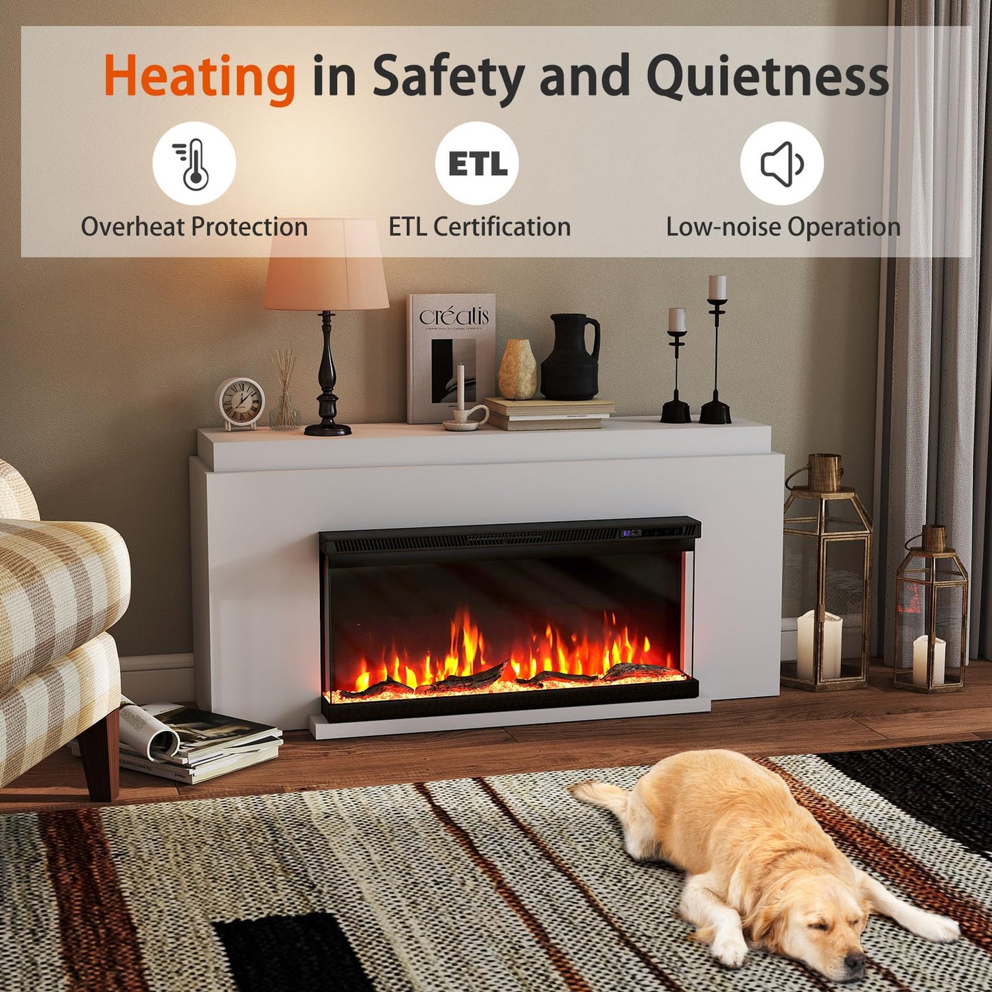 Tangkula 36/40/50/60 Inches 3-Sided Electric Fireplace Insert