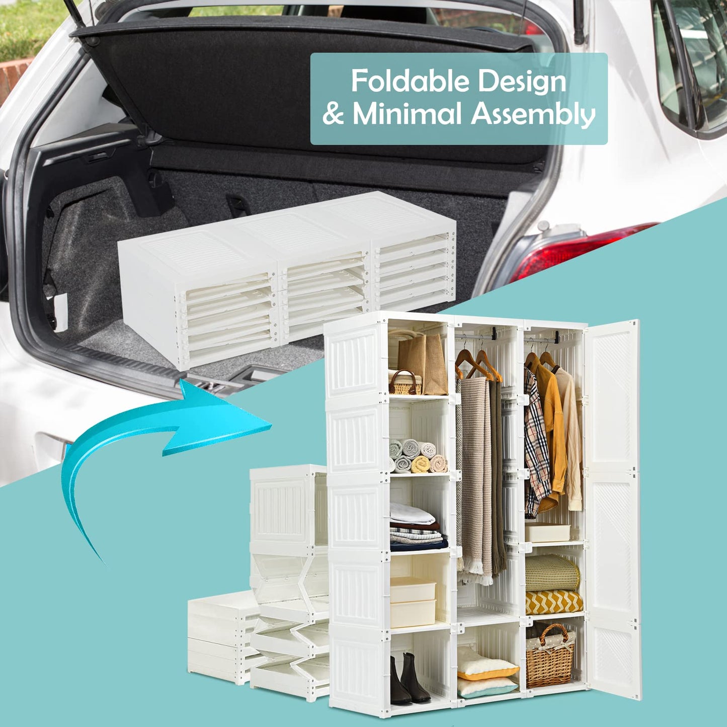 Portable Wardrobe Closet - Tangkula
