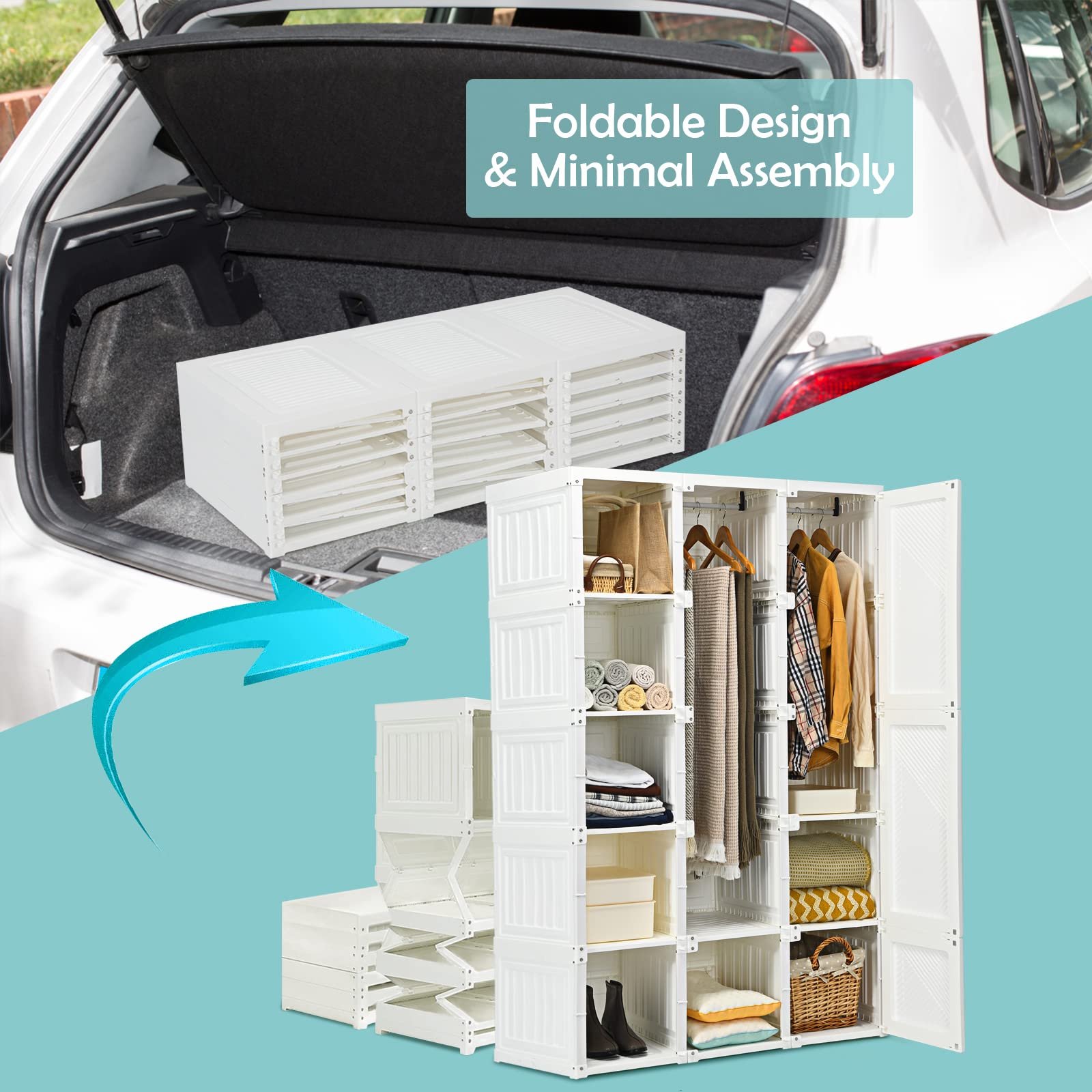 Portable Wardrobe Closet - Tangkula