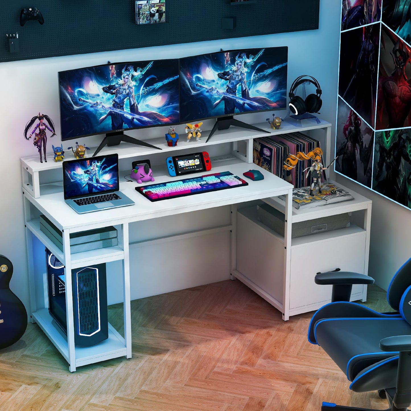 Tangkula Bureau informatique avec prises électriques pour bureau à domicile