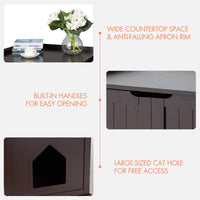 Tangkula Litter Box Enclosure, Cat Litter Box Furniture Hidden, Nightstand Pet House with Double Doors