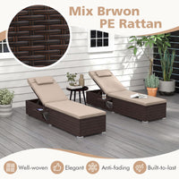 Tangkula Patio Rattan Chaise Lounge for Backyard