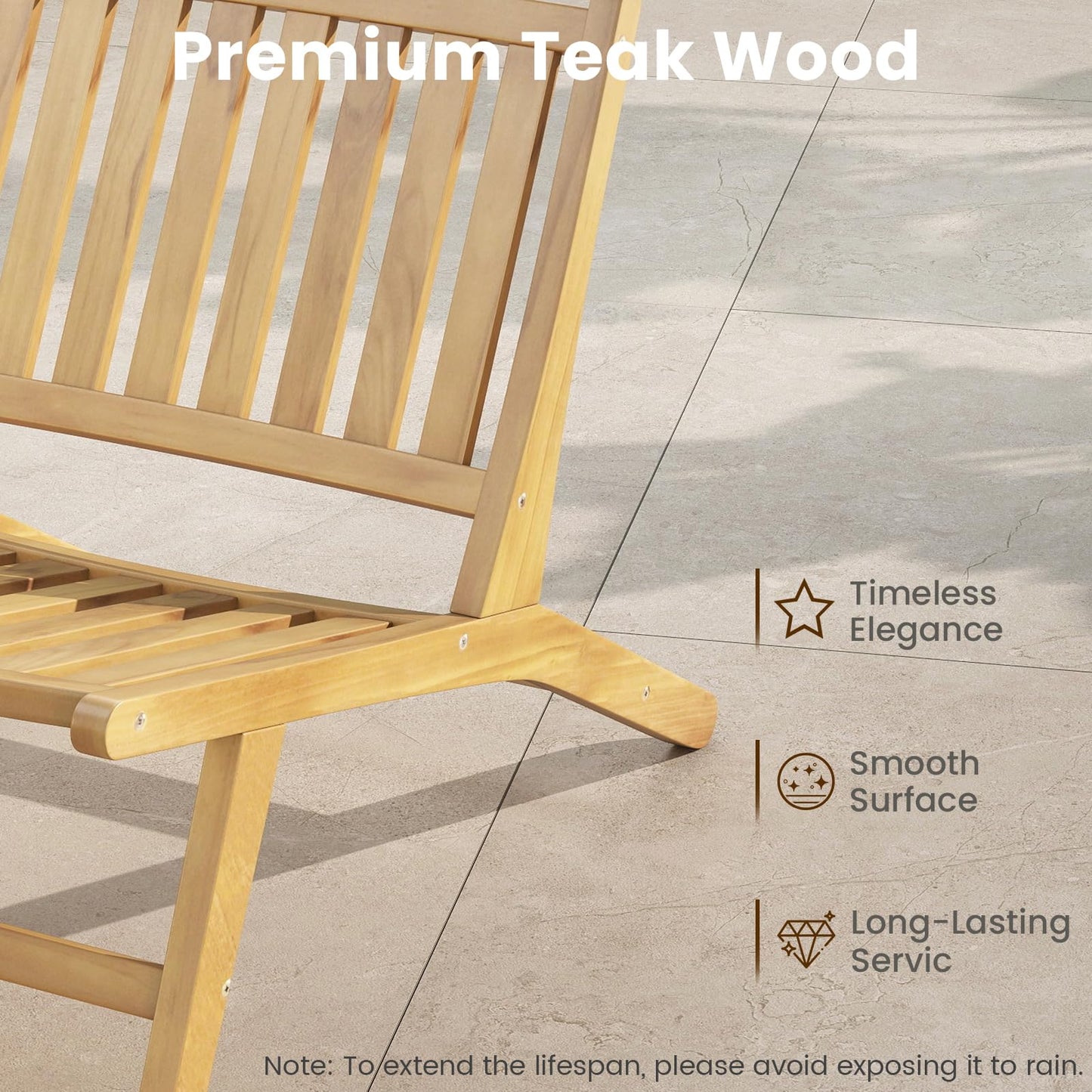 Tangkula Teak Wood Outdoor Accent Chairs（1/2/4）