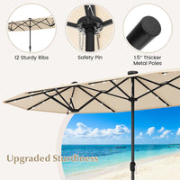 Tangkula 9 Pieces Rattan Outdoor Dining Set with 13Ft Solar Patio Umbrella for 6