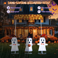 Tangkula Halloween Lighted 3 Pop up Ghosts with Gate