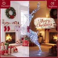 Tangkula 7.3 FT Christmas Lighted Iridescent Leaping Reindeer