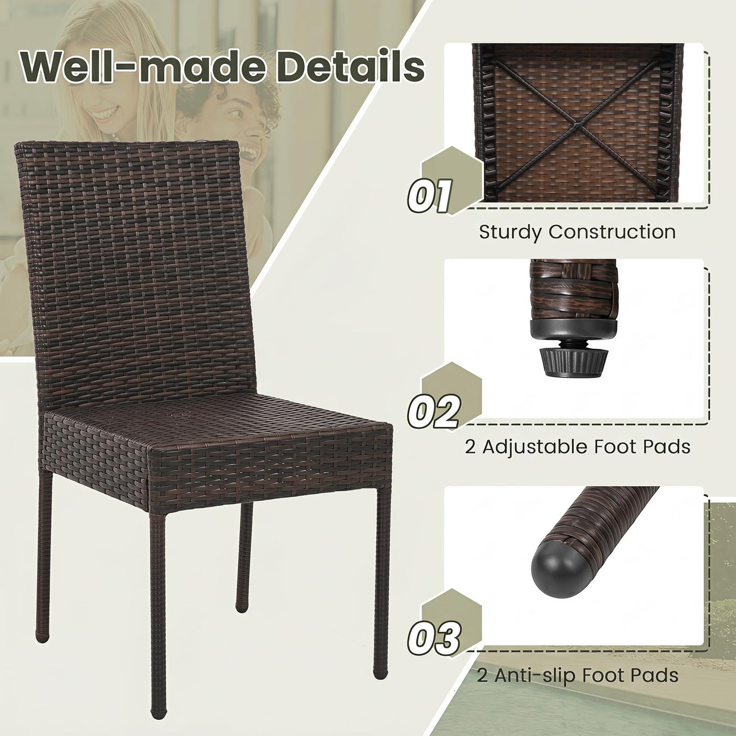 Tangkula Wicker Patio Chairs Set of 4