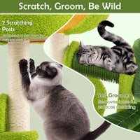 Arbre à chat Tangkula Palm de petite taille avec perchoir supérieur, condo et feuilles vertes pour chats d'intérieur