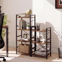 Tangkula 16.5" Width Wooden Open Bookcase with Metal Frame