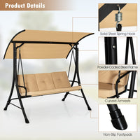 Tangkula 3 Person Porch Swing, Outdoor Swing with Removable Cushions