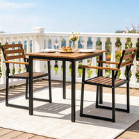 Tangkula Acacia Wood Outdoor Dining Chairs Set