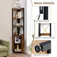 Tangkula Tall Corner Storage Cabinet, 71" Industrial 6 Tier Storage Shelf w/Door Cabinet