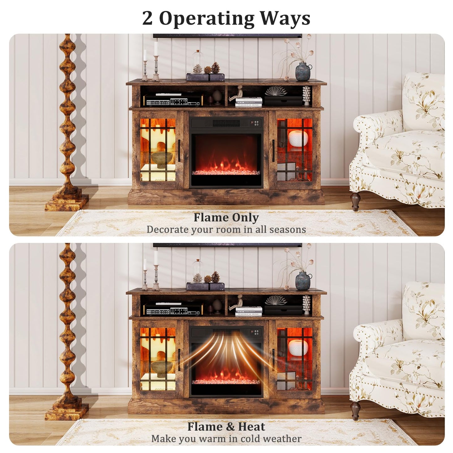 Tangkula Fireplace TV Stand for 40 Inch TV