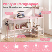 Tangkula 48" Reversible Computer Desk with Bookshelves