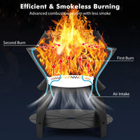 Tangkula Outdoor Fire Pit, 20 Inch Metal Fire Bowl with Pot Holder & Storage Shelf, Smokeless Oxygen-Enriched Burning