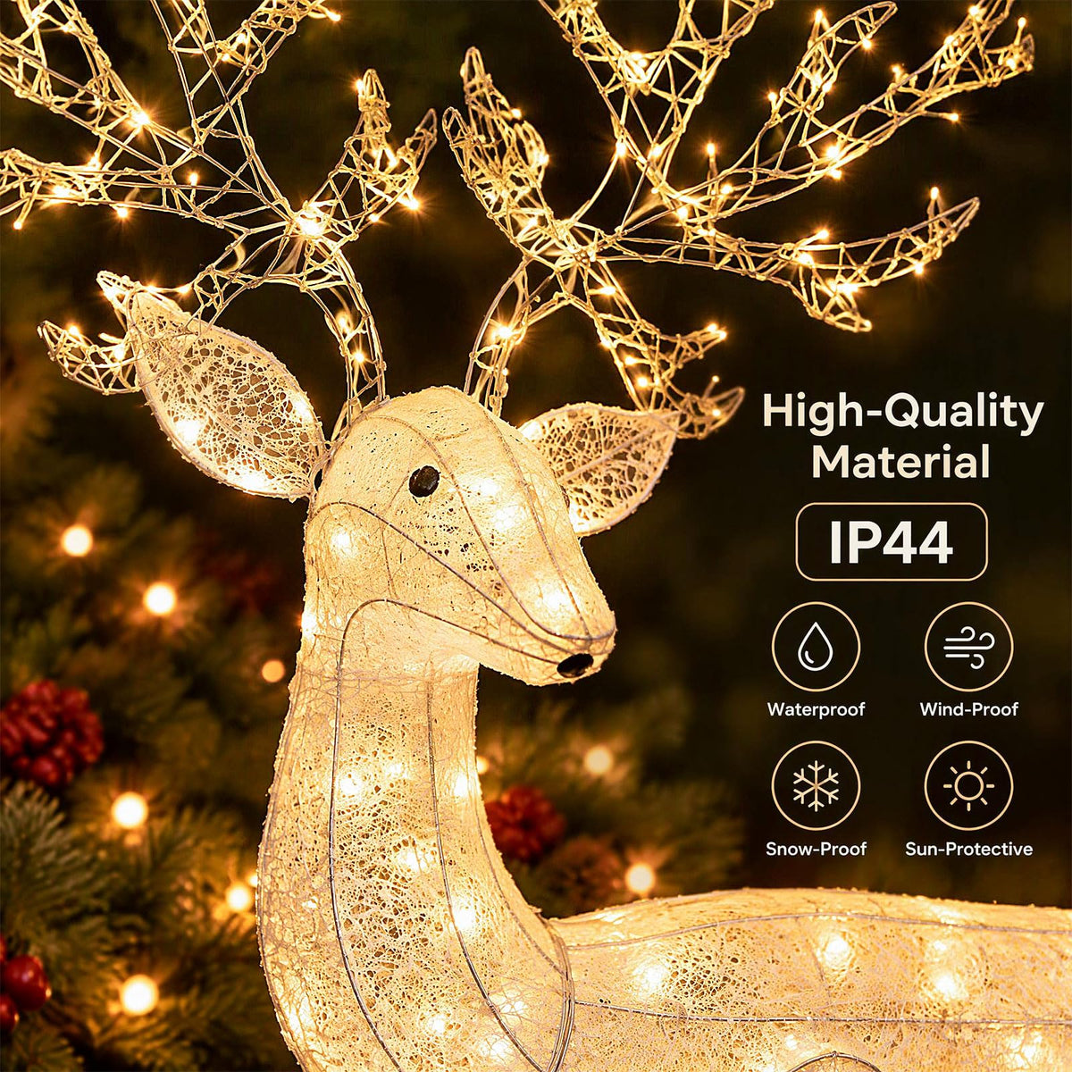 Tangkula Christmas Lighted Kneeling Reindeer for Yard Lawn Patio Garden