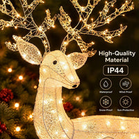 Tangkula Christmas Lighted Kneeling Reindeer for Yard Lawn Patio Garden