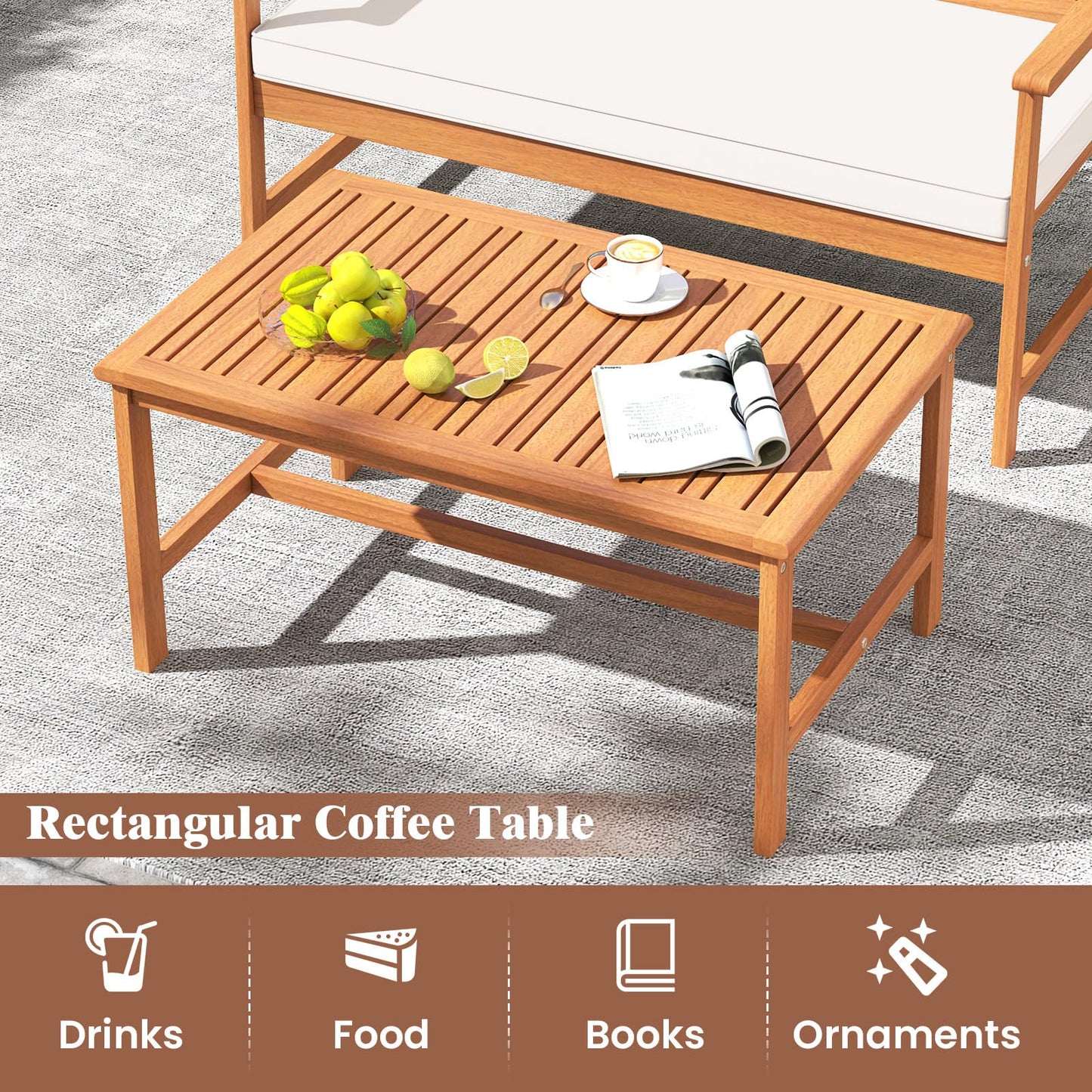 Tangkula 4/8-Piece Acacia Wood Patio Conversation Set