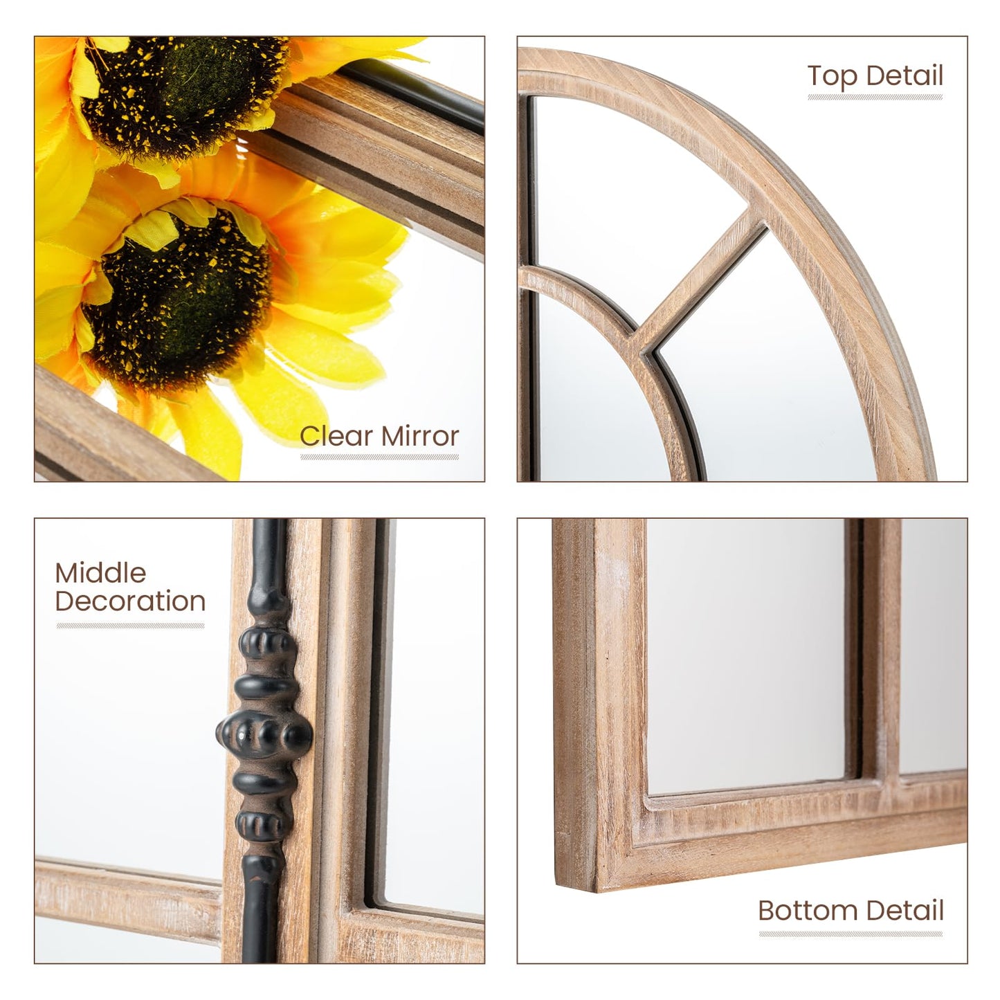 Tangkula 24" x 34" Arched Window Mirror, Farmhouse Decorative Arch Mirror