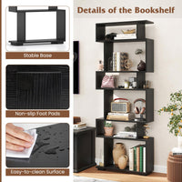 Tangkula 6 Tier S Shaped Bookshelf for Study