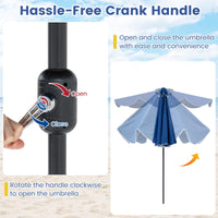 Parasol de terrasse Tangkula 2,7 m, parasol d'extérieur avec manivelle, inclinaison par bouton-poussoir, parasol de plage à 2 niveaux avec toile de protection solaire