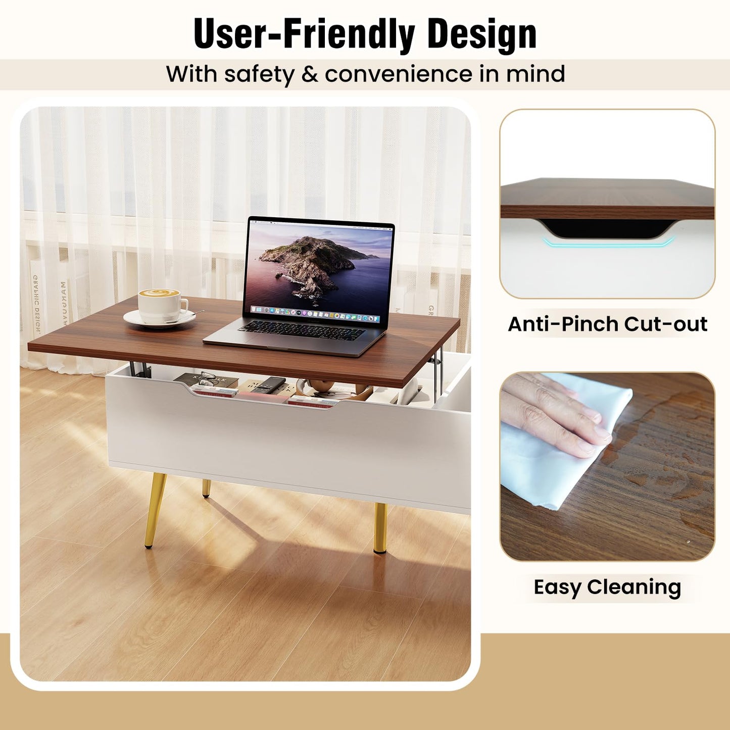 Tangkula Lift Top Coffee Table for Living Room