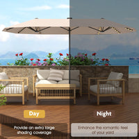 Tangkula 13 FT Large Patio Umbrella w/LED Solar Lights