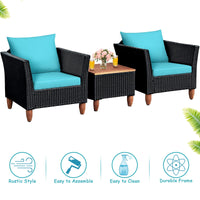Tangkula 3 Piece Patio Furniture Set for Balcony Backyard Porch