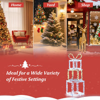 Tangkula Lot de 3 boîtes cadeaux lumineuses avec lumières LED blanc chaud et blanc froid