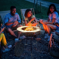 Tangkula Outdoor Fire Pit Table with Tile Tabletop