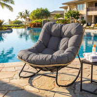 Tangkula Oversized Egg-Shaped Papasan Rocking Chair
