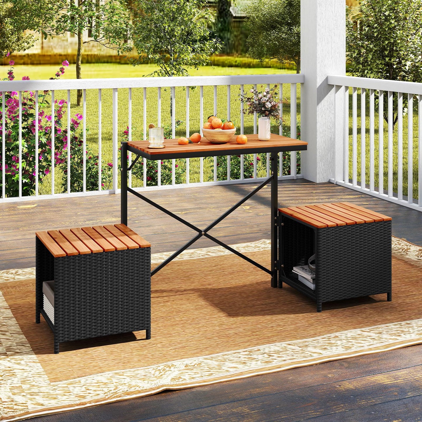 Tangkula 2-in-1 Outdoor Convertible Bench