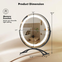 Tangkula Miroir de courtoisie de 16 po avec lumières, miroir de maquillage lumineux à LED à 3 couleurs à intensité variable avec écran tactile